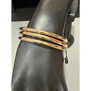 White House Black Market Cuff Bracelet Womens Gold Tone Triple Row Layered